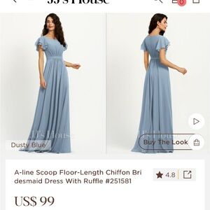 JJs House Dusty Blue Chiffon Maxi Dress